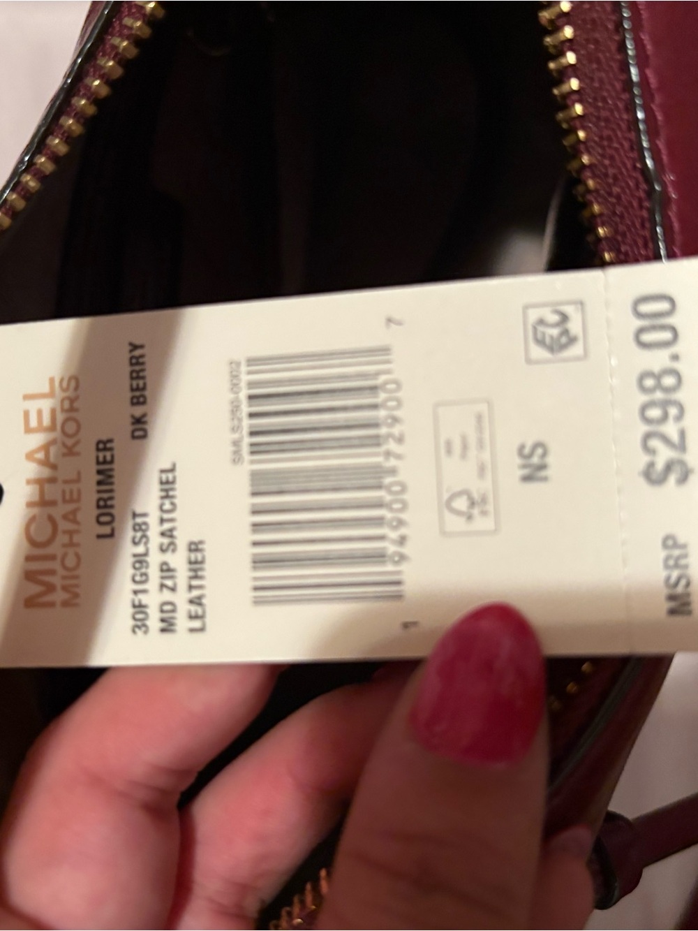 Michael Kors Rare Lorimer Satchel Burgundy/Deep Berry w/ Gold Accents NEW - Picture 9 of 9